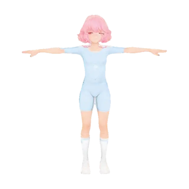 Pink-Haired T-Pose femboy basik model 3D model, vytvořený pomocí AI