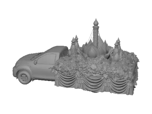 3D model for Thai ceremonial flower float on a pickup truck