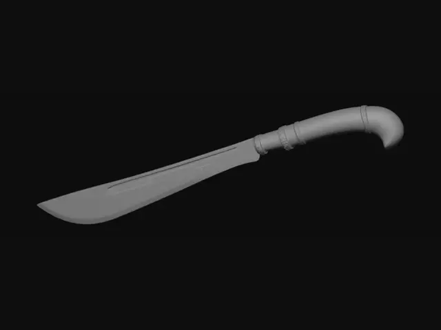 3D model for Long machete with wooden handle
