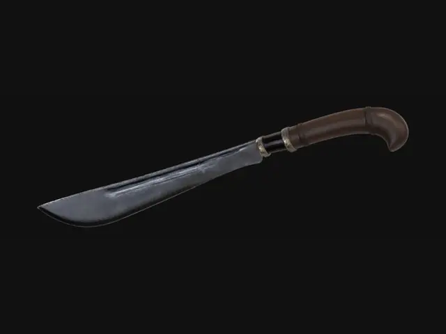 3D model for Long machete with wooden handle