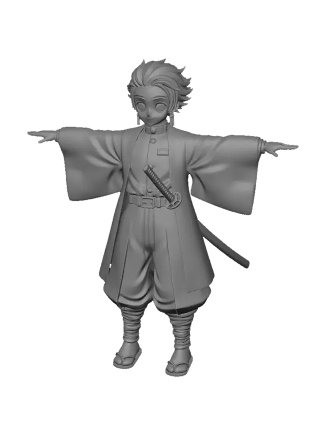 3D model for Kamado Tanjiro in Green Checkered Haori