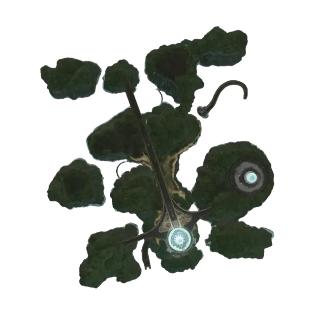 "An ultra-realistic, 16K resolution cinematic aerial and top-down view of a… - Overgrowth 3D model, vytvořený pomocí AI