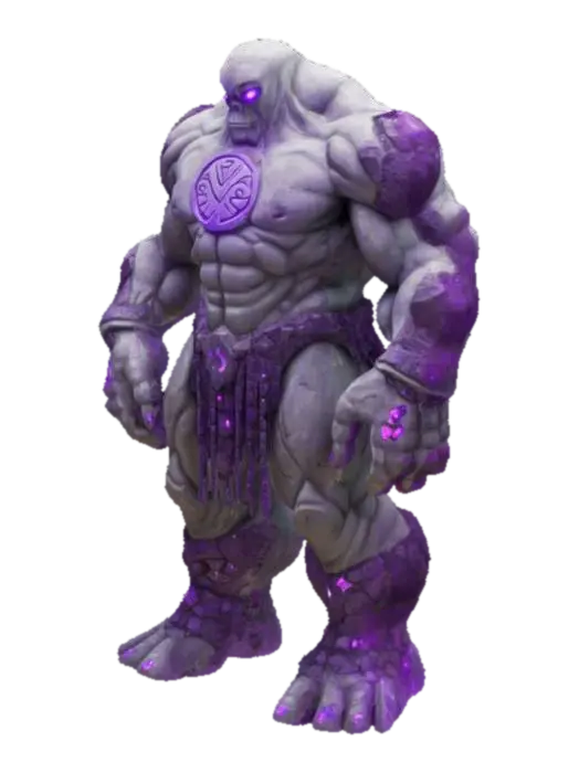 un très très gros golem de pierre , il n'a pas de visage , il est recouvert de cristaux… - Big 3D model, vytvořený pomocí AI
