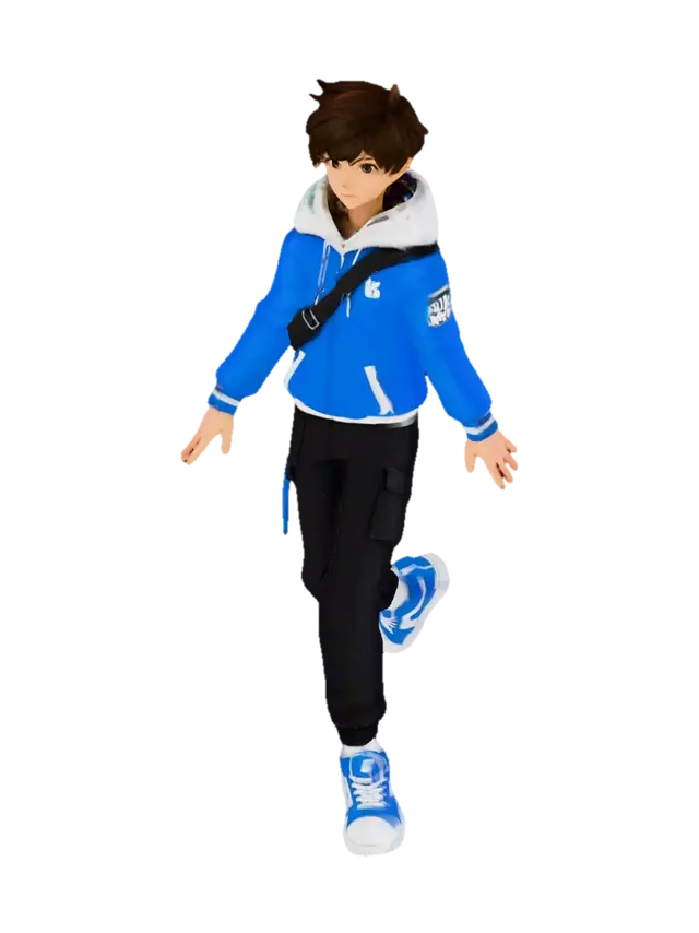 Blue Horizon Pose - Dramaticlighting-3D-modell, genererad av AI