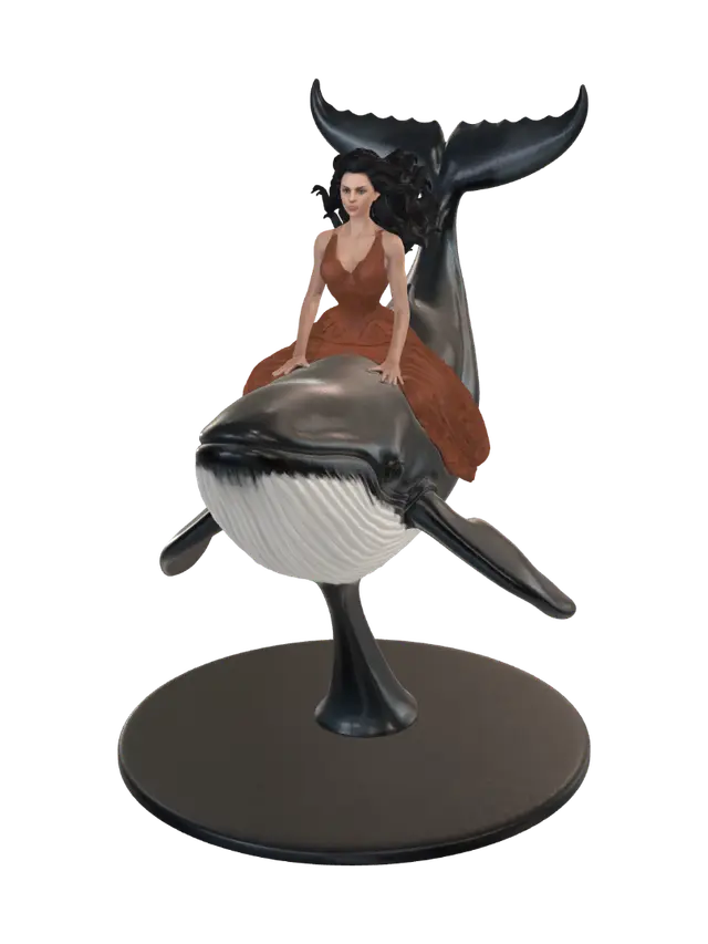 whale-rider-statue-v4 - Baseplate 3D model, vytvořený pomocí AI