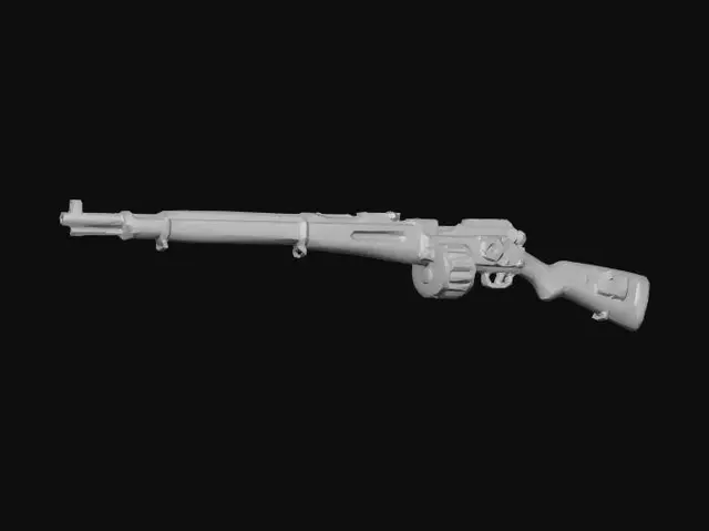 3D model for Dieselpunk drum-fed autoloading rifle