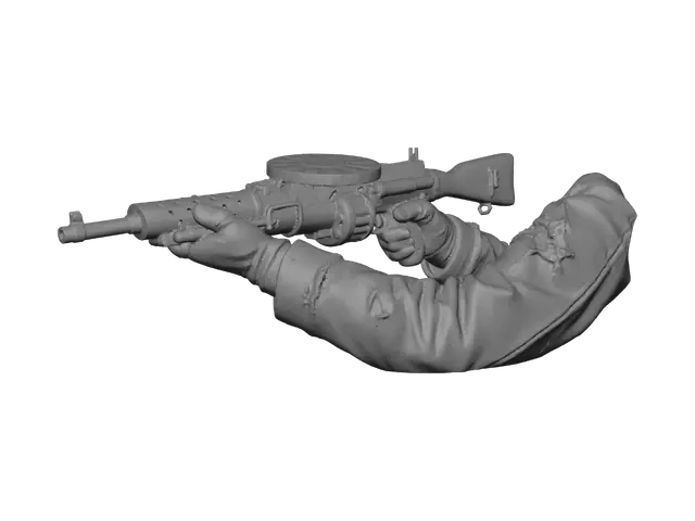 3D model for World War II Drum Magazine Submachine Gun