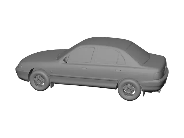 3D model for Maroon sedan on a gravel driveway