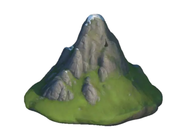 A single cartoony Mountain with nothing else - Isolated 3D model, vytvořený pomocí AI