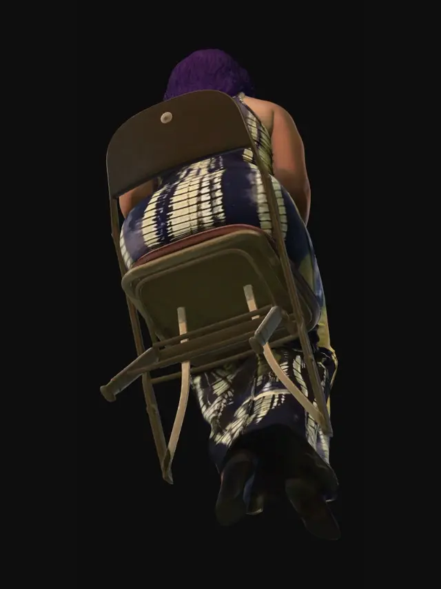 3D model for Purple-Haired Woman in a Colorful Tie-Dye Dress