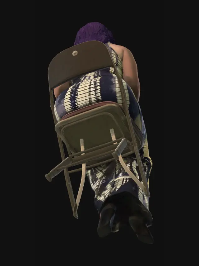 3D model for Purple-Haired Woman in a Colorful Tie-Dye Dress