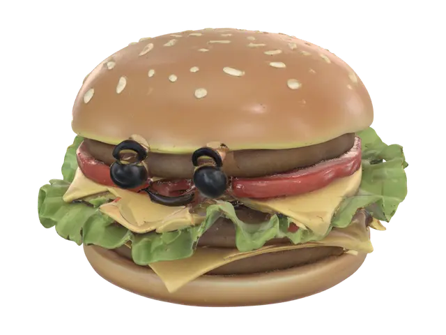 3D model for A layered cartoon hamburger.