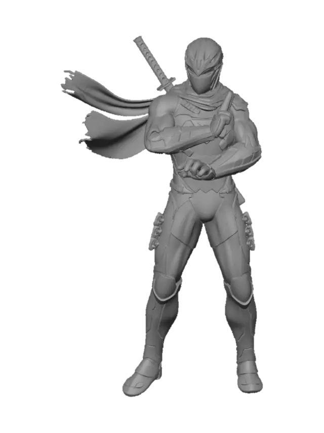 Shadowsteel Ninja - Stygian 3D model, vytvořený pomocí AI