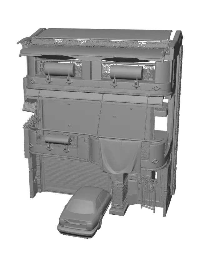 3D model for Balcony Laundry Over a Parked Car