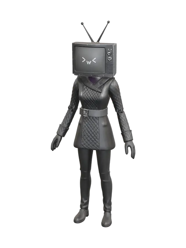 Fantasy Cameraman Skibidi 3D model, vytvořený pomocí AI