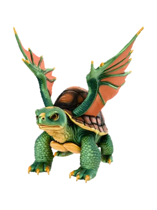3D model for Create a detailed turtle with wings on its back and fangs.