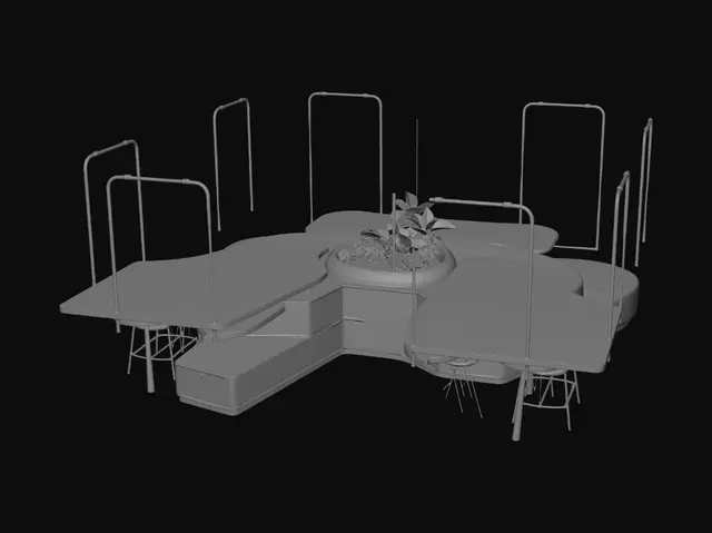3D model for Curved Orange Lounge