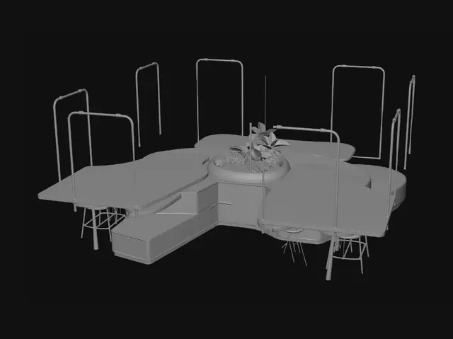 3D model for Curved Orange Lounge