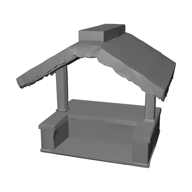 3D model for Thatched Timber Market Stall
