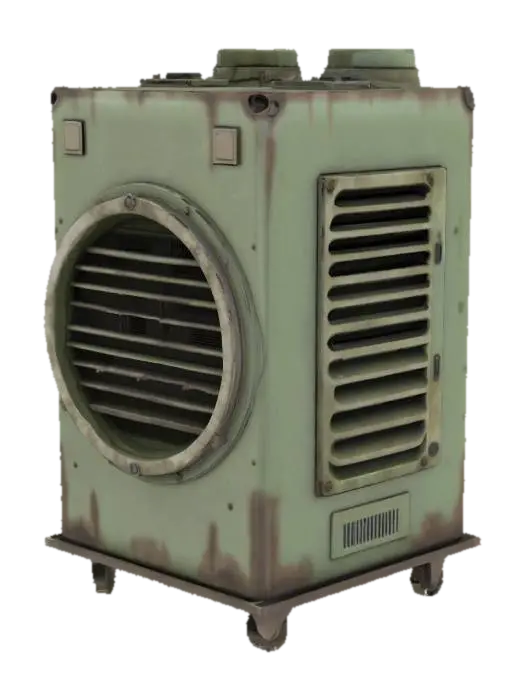 Create a detailed 3D model of a portable air conditioning unit in a gritty, realistic… - Vent 3D model, vytvořený pomocí AI