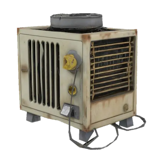 Create a detailed 3D model of a portable air conditioning unit in a gritty, realistic… - Vent 3D model, vytvořený pomocí AI
