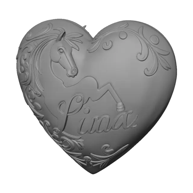 3D model for Ein Herz mit einem Pferd und dem Schriftzug lina
