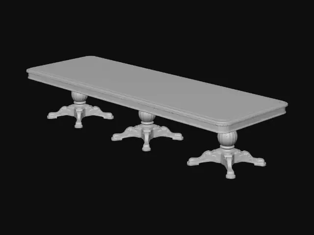 3D model for Triple-Pedestal Walnut Dining Table