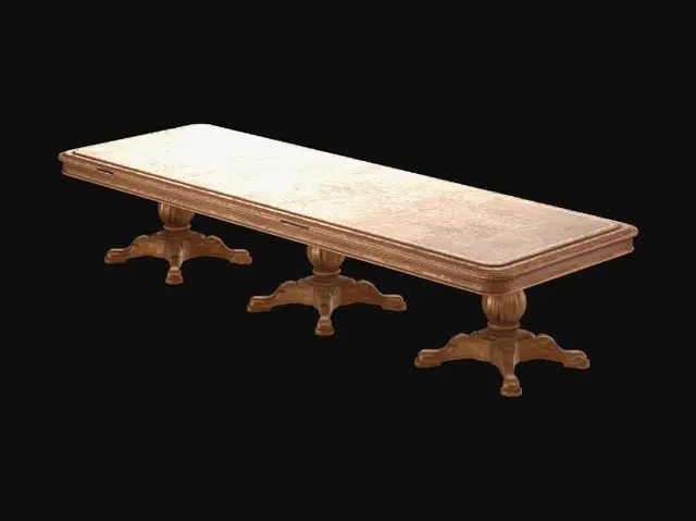 3D model for Triple-Pedestal Walnut Dining Table