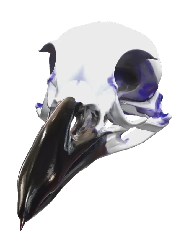Stylized Crow Skull - Clipart 3D model, vytvořený pomocí AI