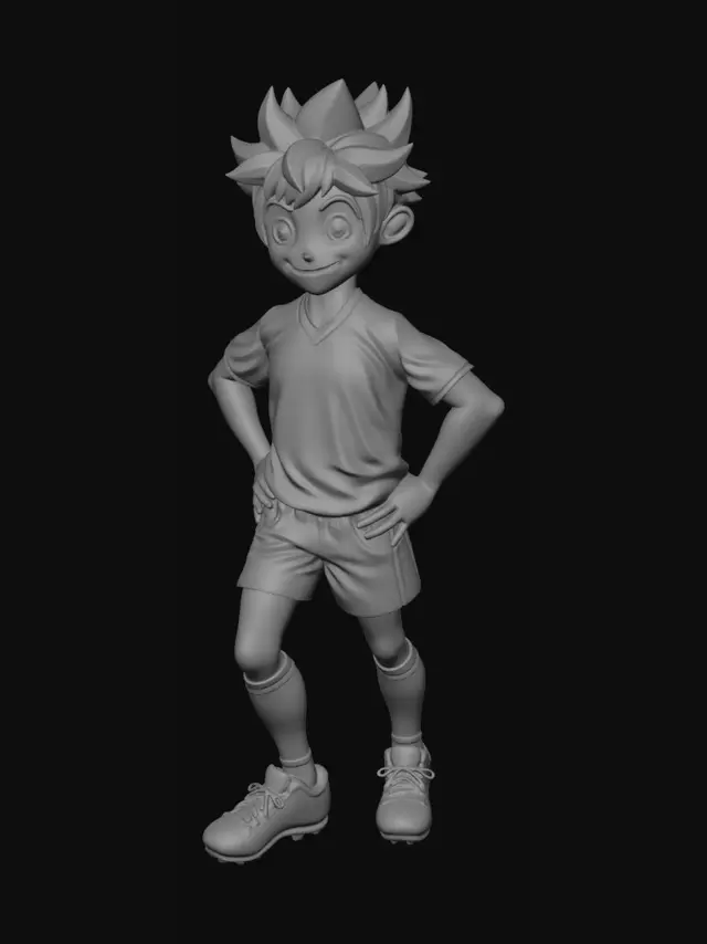 3D model for Bİg anime character wears turkey country football team kit