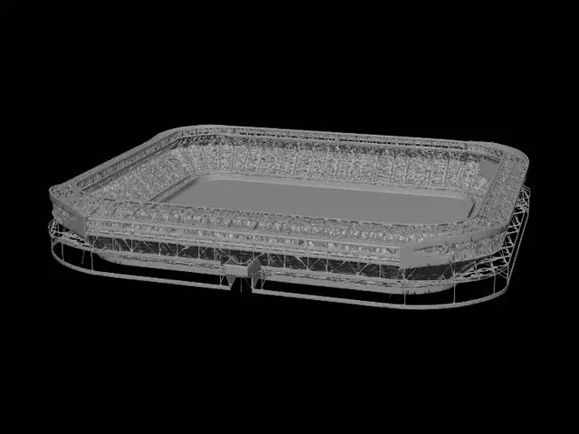 3D model for Nighttime Aerial View of a Modern Football Stadium