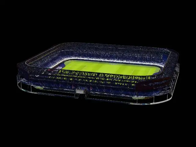 3D model for Nighttime Aerial View of a Modern Football Stadium