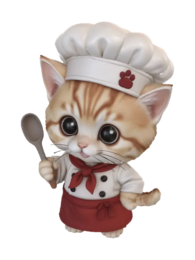 Whisker Chef - Cook 3D model, vytvořený pomocí AI