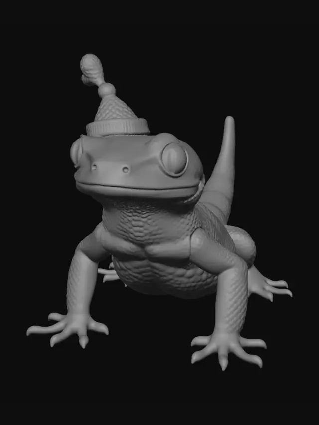 3D model for sitzender feuersalamander mit hut