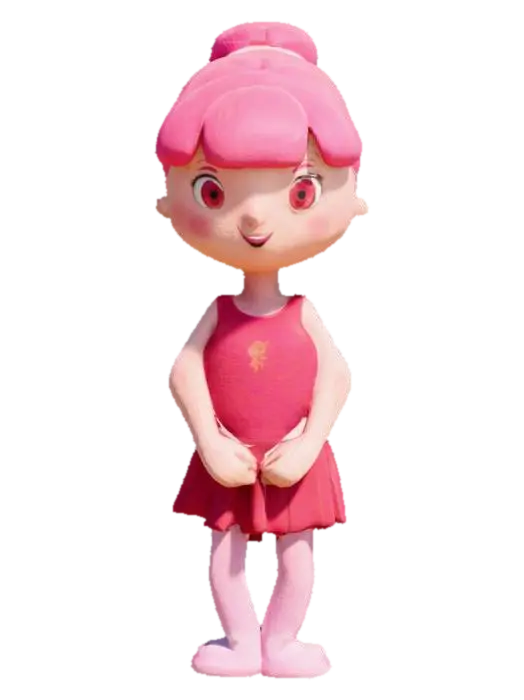 Ballet Girl with Pink Hair - Pointe 3D model, vytvořený pomocí AI