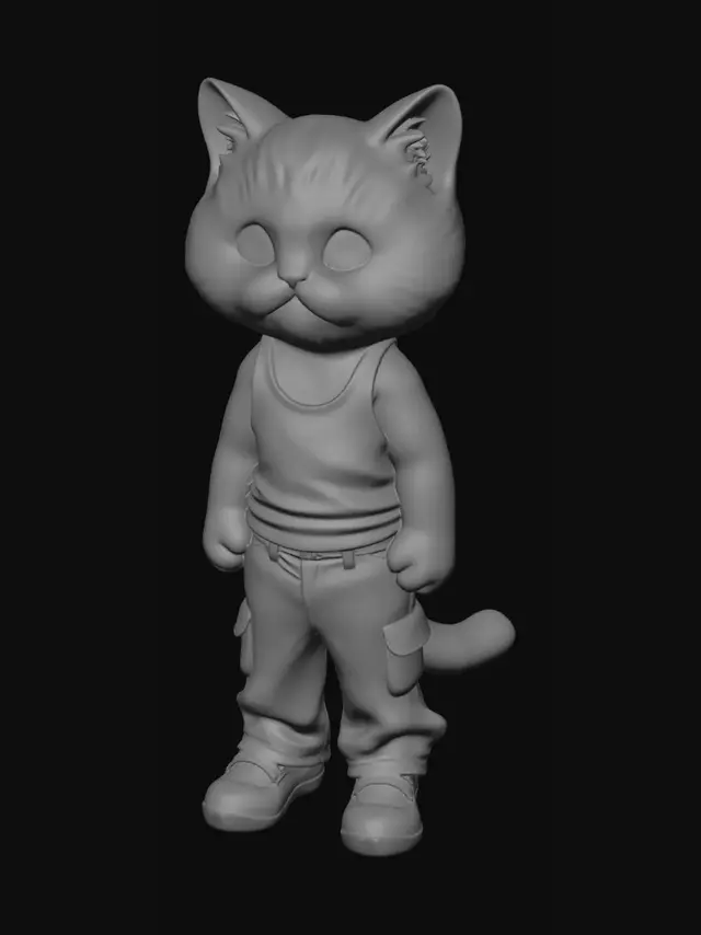 3D model for White Cat in Jeans