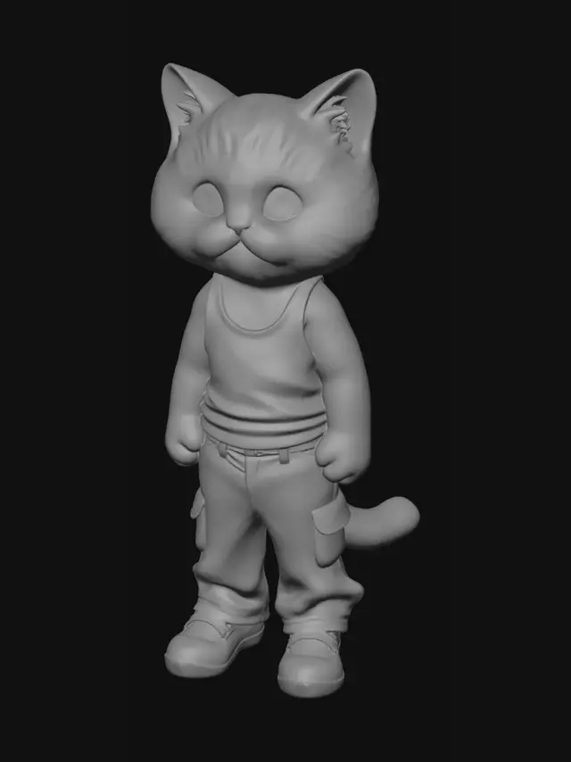3D model for White Cat in Jeans