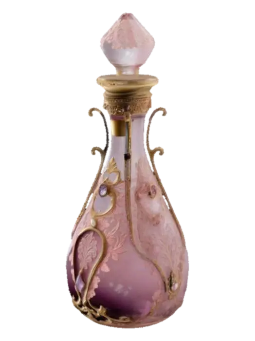 An elegant vintage potion bottle designed with intricate details, featuring a… - Feminine 3D model, vytvořený pomocí AI
