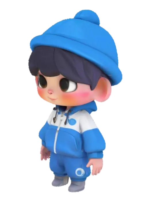 Blue Hoodie Kid - Youth 3D model, vytvořený pomocí AI