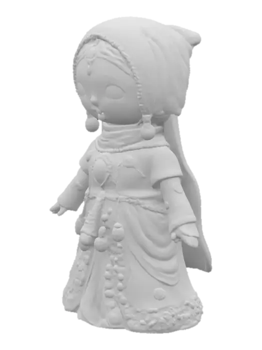 3D model for [Russia] Flame Dancer - Slavic Rhapsody Nesting Dolls, nesting dolls covered with cascading metal tassels and colourful glazed beads, the headscarf is flame-coloured to symbolise the passion and uninhibited nature of the Russian nation, with crimson, cobalt blue and gilt as the main colours, supplemented by fluorescent green and bright orange embellishments, with a high degree of colour saturation., #AroundTheWorld#