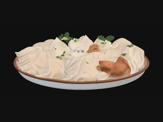 3D model for 다양한 만두가 가득 담긴 대형 접시