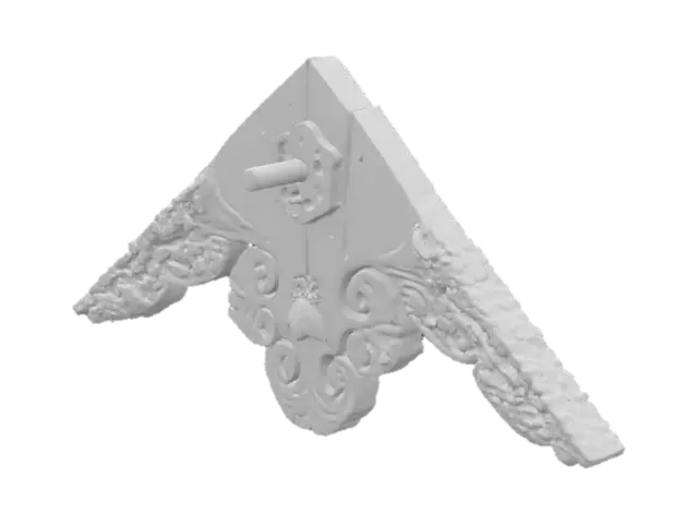 3D model for Japanese Wooden Gable Decor. High Detailed Japanese Wood carving