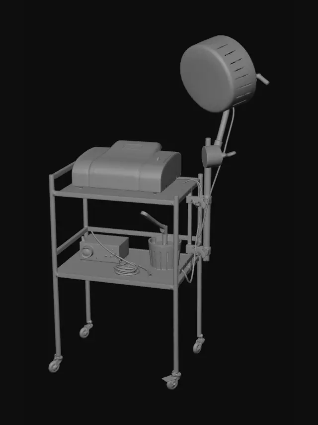 3D model for Medical therapy cart with lamp