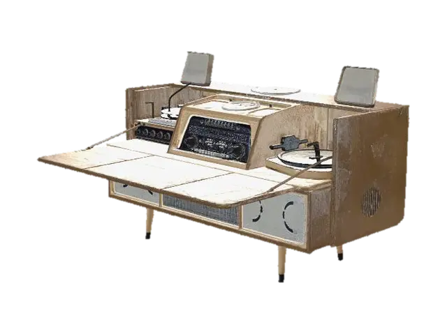 VINTAGE MÜZİK DOLABI - 3D MODELLEME REFERANS ŞABLONU - Template 3D model, vytvořený pomocí AI