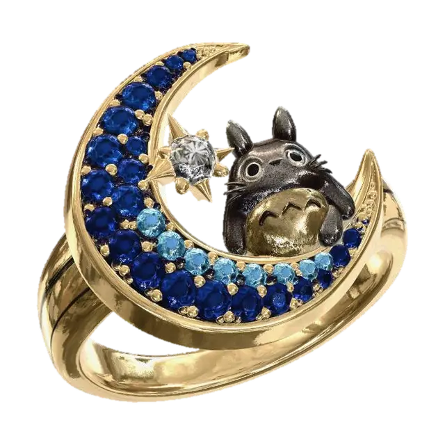 Crescent Totoro Ring - Ghibli 3D model, vytvořený pomocí AI