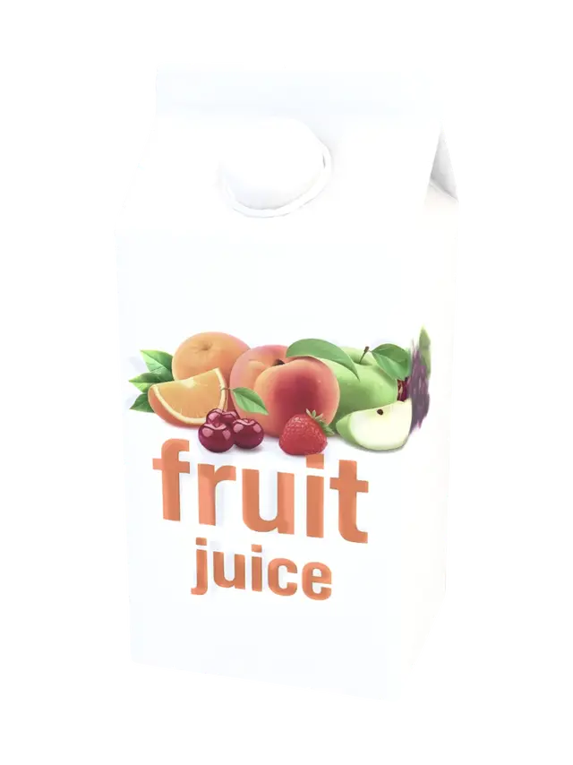 Fruit Juice Carton - Packaging 3D model, AI generated