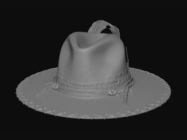 3D model for Feathered Midnight Wide-Brim Hat
