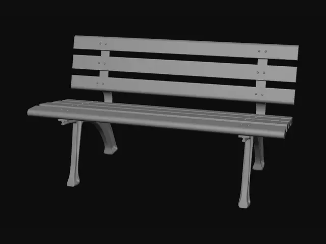 3D model for Wooden park bench