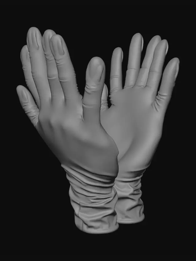 3D model for Generate a 3D render of gloves for a laboratory experiment