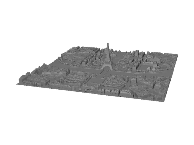 3D model for Aerial View of Paris: Eiffel Tower and the Seine